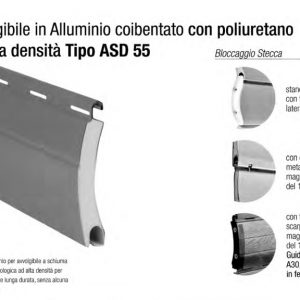 Avvolgibile in Alluminio coibentato con poliuretano alta densità Tipo ASD 55