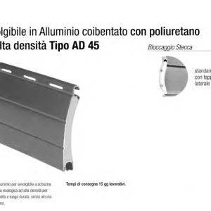 Avvolgibile in Alluminio coibentato con poliuretano alta densità Tipo AD 45