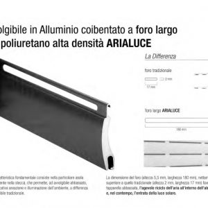 Avvolgibile in Alluminio coibentato a foro largo con poliuretano alta densità ARIALUCE